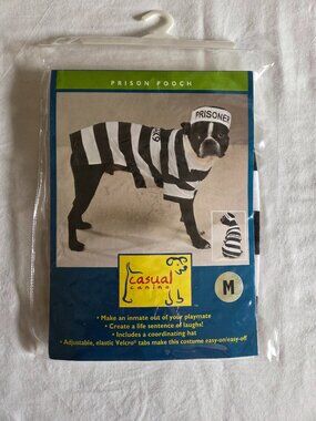 Casual Canine Prison Pooch Dog Costume Medium Halloween Prisoner Hat NWT